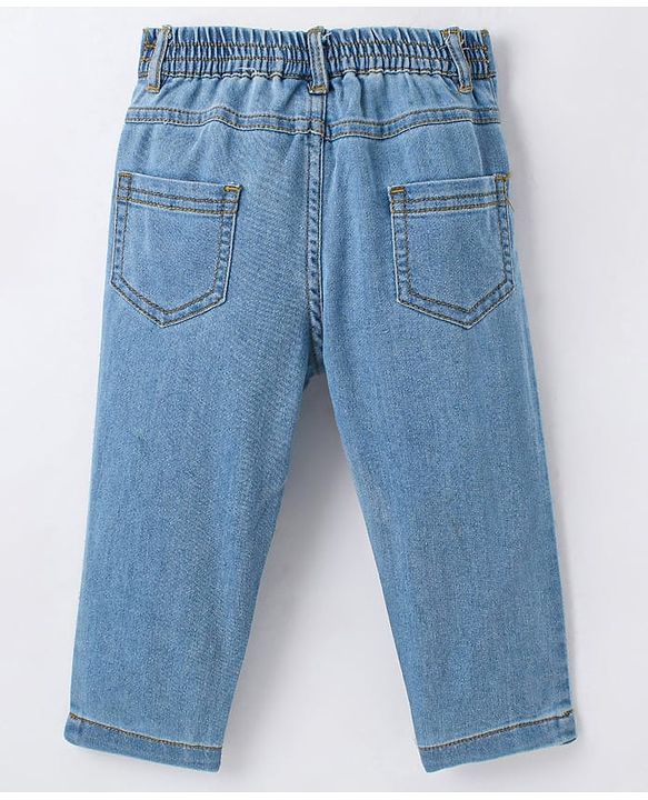 Babyhug 100% Rayon Full Length Embroidered Top with Denim Jeans- Pink & Blue