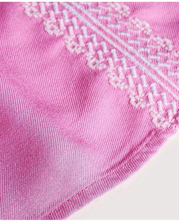 Babyhug 100% Rayon Full Length Embroidered Top with Denim Jeans- Pink & Blue