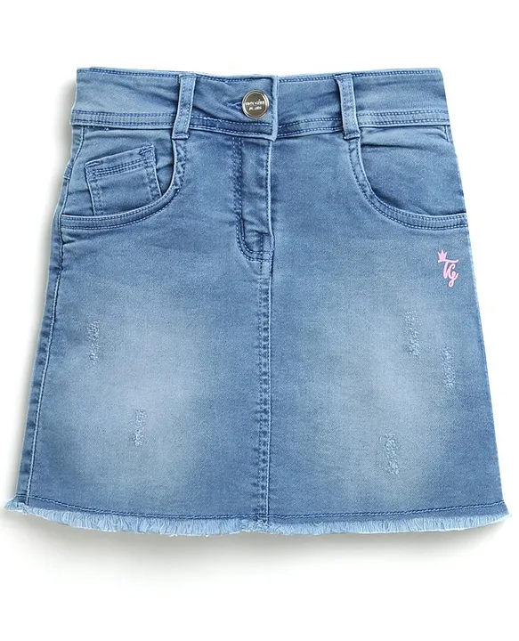 Women's Light Blue Raw Hem Denim Mini Skirt | Boohoo UK