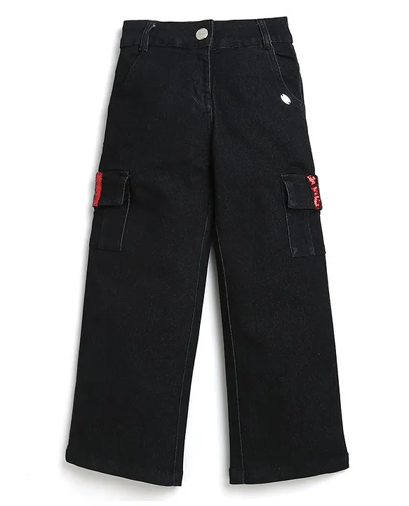 Women's High Waisted Side Pocket Straight Leg Cargo Jeans