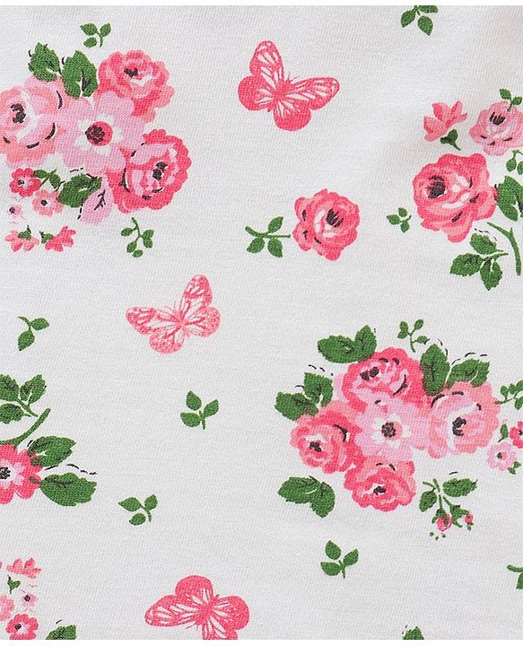 Babyhug Sleeveless Crop Top with Inner Tee Floral and Text Print - Pink White