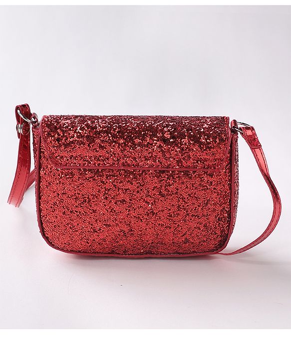 Babyhug Free Size Sling Bag  With Sequin Detailing & Butterfly Applique- Red