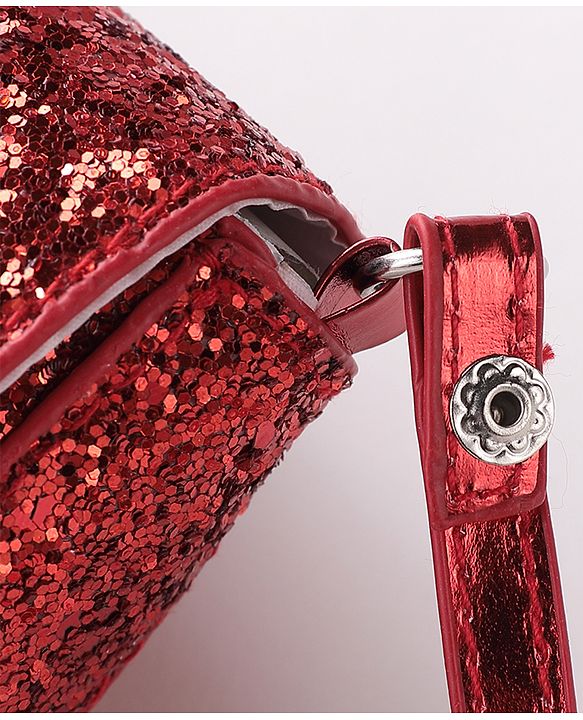 Babyhug Free Size Sling Bag  With Sequin Detailing & Butterfly Applique- Red
