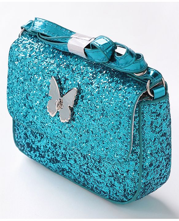 Babyhug Free Size Sling Bag  With Sequin Detailing & Butterfly Applique- Blue