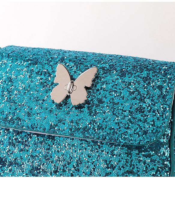 Babyhug Free Size Sling Bag  With Sequin Detailing & Butterfly Applique- Blue