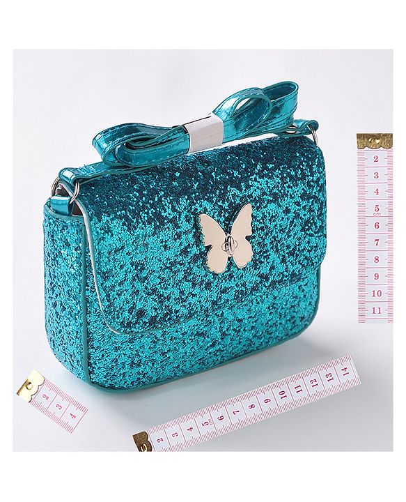 Babyhug Free Size Sling Bag  With Sequin Detailing & Butterfly Applique- Blue