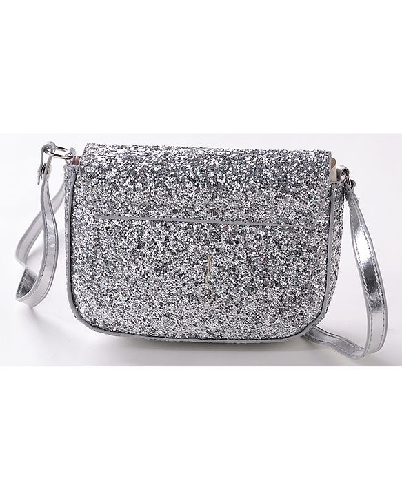 Babyhug Free Size Sling Bag  With Sequin Detailing & Butterfly Applique- Silver