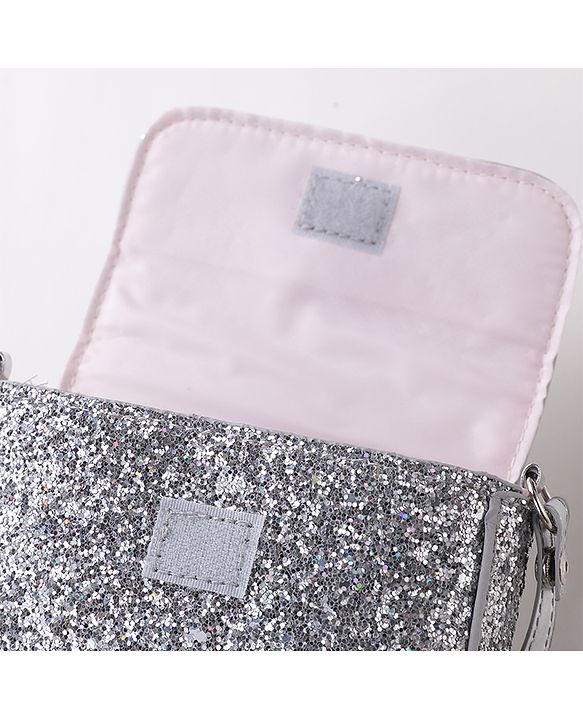 Babyhug Free Size Sling Bag  With Sequin Detailing & Butterfly Applique- Silver