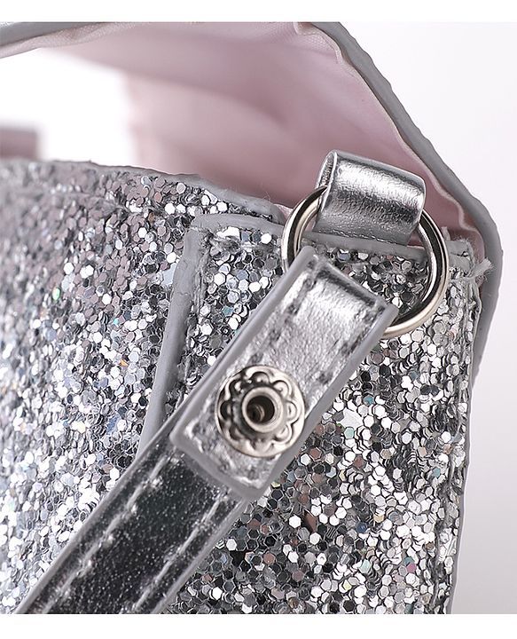 Babyhug Free Size Sling Bag  With Sequin Detailing & Butterfly Applique- Silver