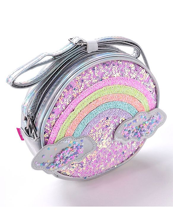 Babyhug Free Size Sling Bag With Sequin Detailing Rainbow & Cloud Patch- Purple