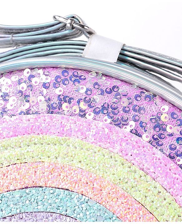 Babyhug Free Size Sling Bag With Sequin Detailing Rainbow & Cloud Patch- Purple