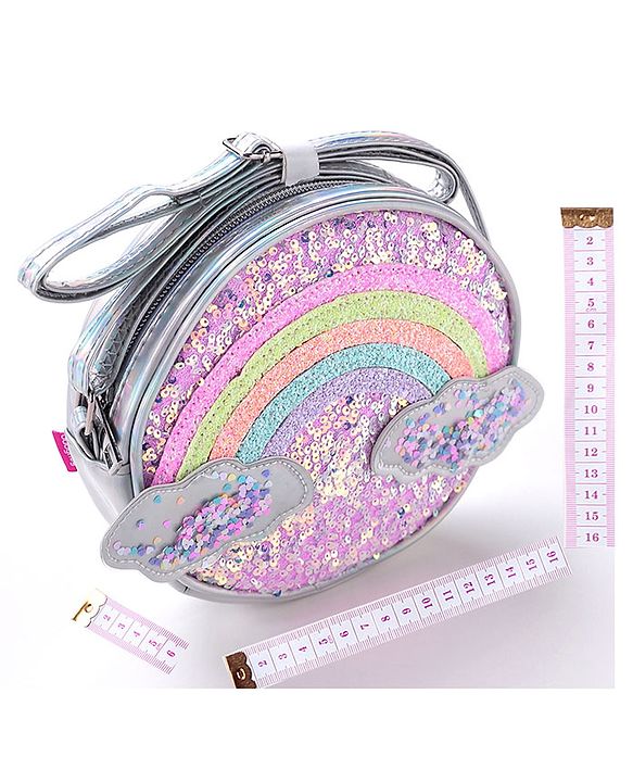 Babyhug Free Size Sling Bag With Sequin Detailing Rainbow & Cloud Patch- Purple