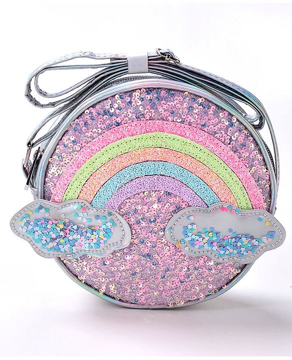 Babyhug Free Size Sling Bag With Sequin Detailing Rainbow & Cloud Patch- Purple
