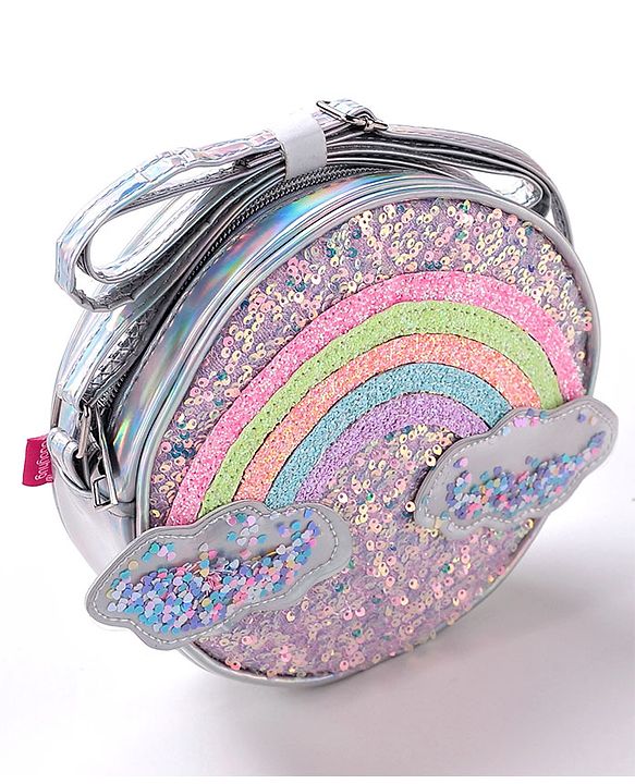 Babyhug Free Size Sling Bag With Sequin Detailing Rainbow & Cloud Patch- Purple