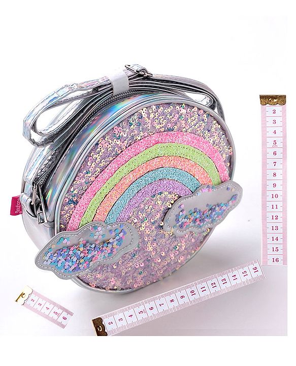 Babyhug Free Size Sling Bag With Sequin Detailing Rainbow & Cloud Patch- Purple