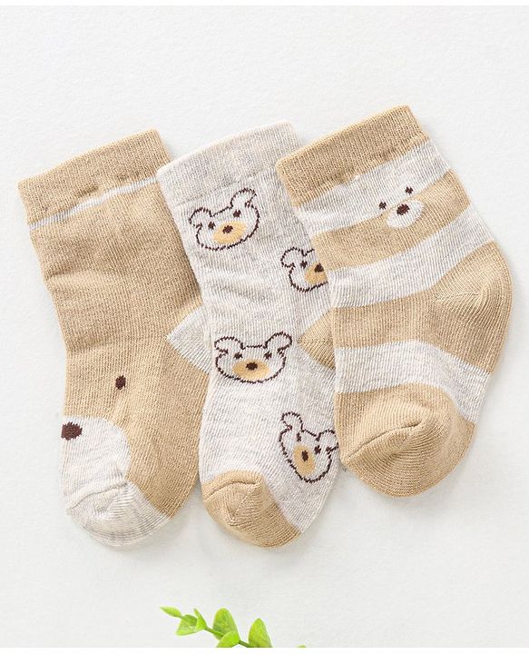 Cute Walk by Babyhug Anti-Bacterial Ankle Length Designed Socks Pack of 3 - Multicolour