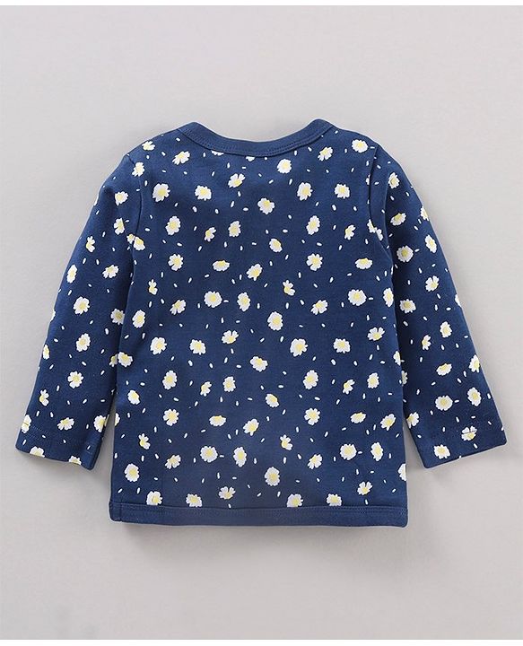 Babyhug 100% Cotton Vests Floral Print Pack of 3 - Yellow White & Navy