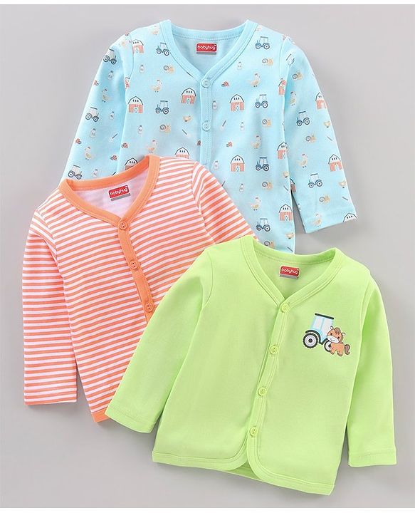 Babyhug 100% Cotton Vests Vehicle Print Pack of 3 - Multicolour