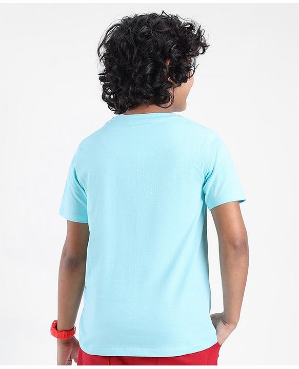 Pine Kids Half Sleeves Garfield Collection Biowashed T-Shirt - Blue