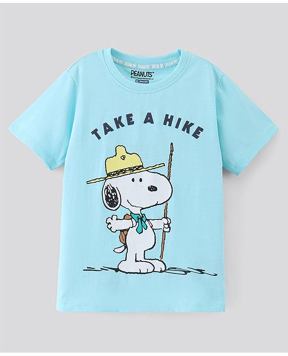 Pine kids Biowashed Peanut Collection Half Sleeves Tee Snoopy Print - Sky Blue
