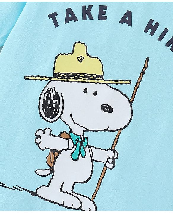 Pine kids Biowashed Peanut Collection Half Sleeves Tee Snoopy Print - Sky Blue