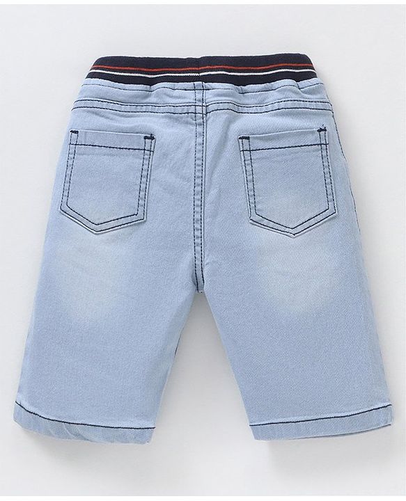 Babyhug Knee Length Washed Denim Jamaican Shorts - Blue