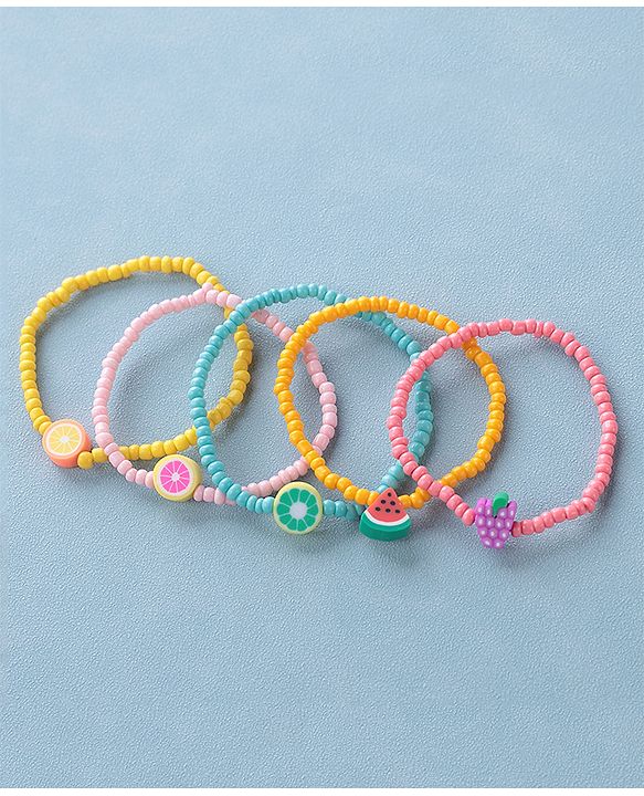 Babyhug Free Size Bracelets Fruit Design Pack of 5- Multicolor