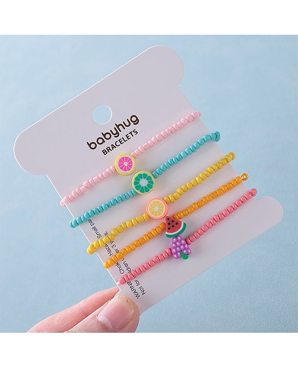 Babyhug Free Size Bracelets Fruit Design Pack of 5- Multicolor