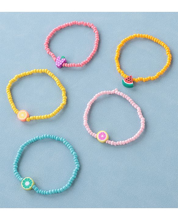 Babyhug Free Size Bracelets Fruit Design Pack of 5- Multicolor