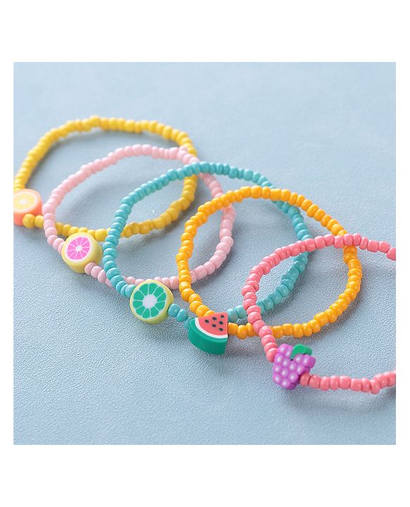 Babyhug Free Size Bracelets Fruit Design Pack of 5- Multicolor