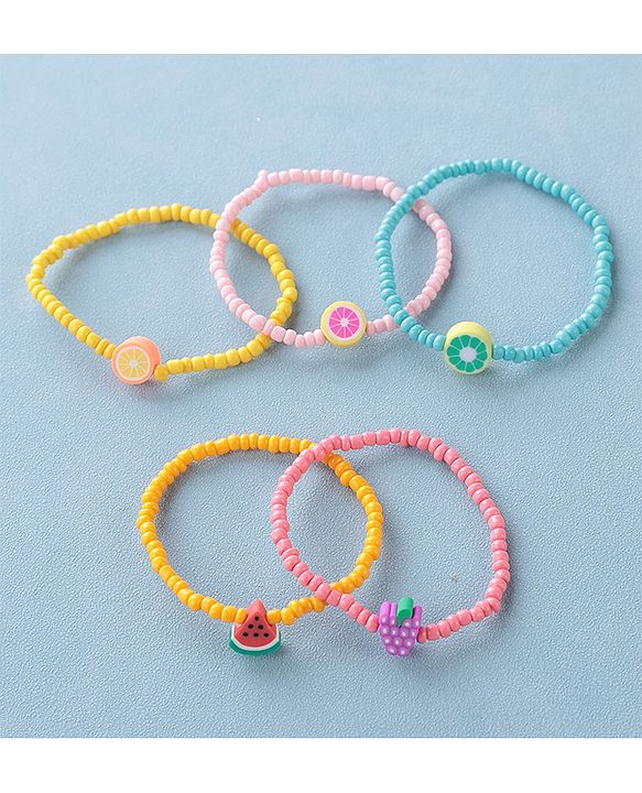 Babyhug Free Size Bracelets Fruit Design Pack of 5- Multicolor
