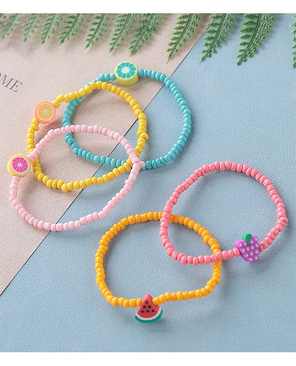 Babyhug Free Size Bracelets Fruit Design Pack of 5- Multicolor