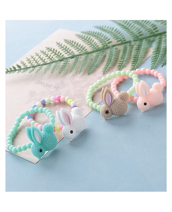 Babyhug Free Size Bracelets Bunny Design Pack of 4- Multicolor