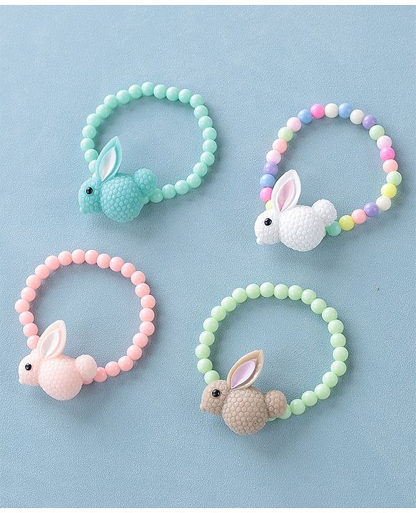 Babyhug Free Size Bracelets Bunny Design Pack of 4- Multicolor