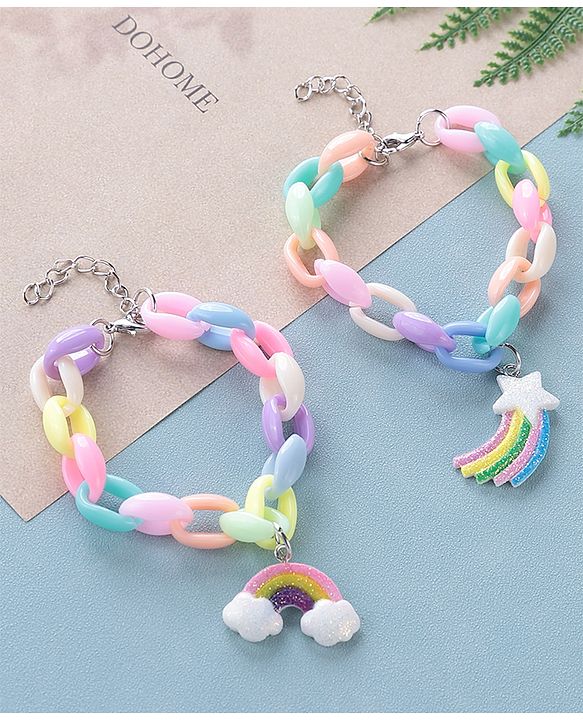 Babyhug Free Size Bracelets Cloud & Rainbow Design Pack of 2- Multicolor