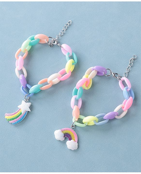 Babyhug Free Size Bracelets Cloud & Rainbow Design Pack of 2- Multicolor