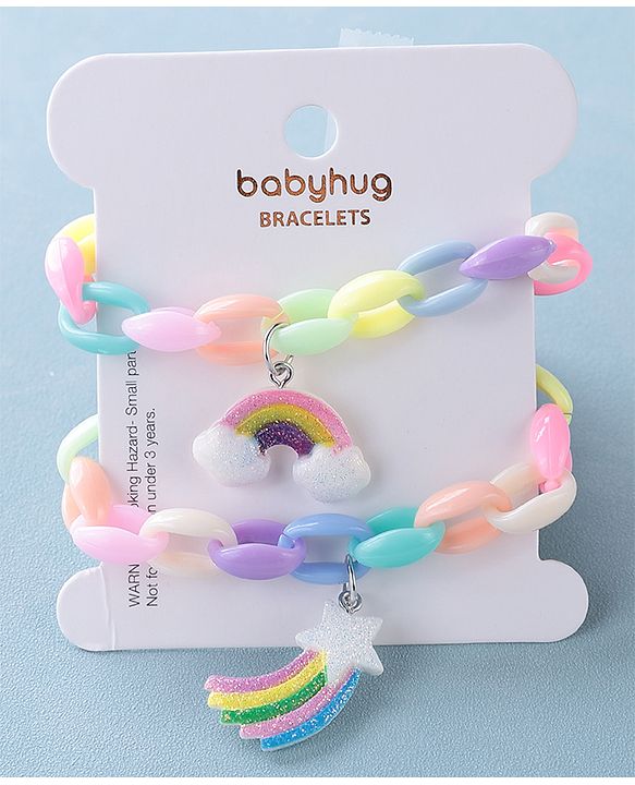 Babyhug Free Size Bracelets Cloud & Rainbow Design Pack of 2- Multicolor