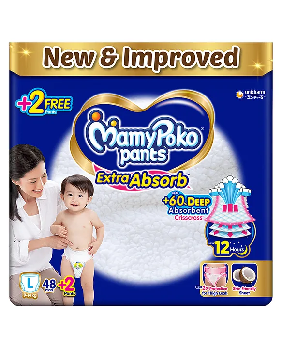 Buy MAMYPOKO PANTS EXTRA ABSORB DIAPER - LARGE SIZE PACK OF 64 DIAPERS  (L-64) Online & Get Upto 60% OFF at PharmEasy