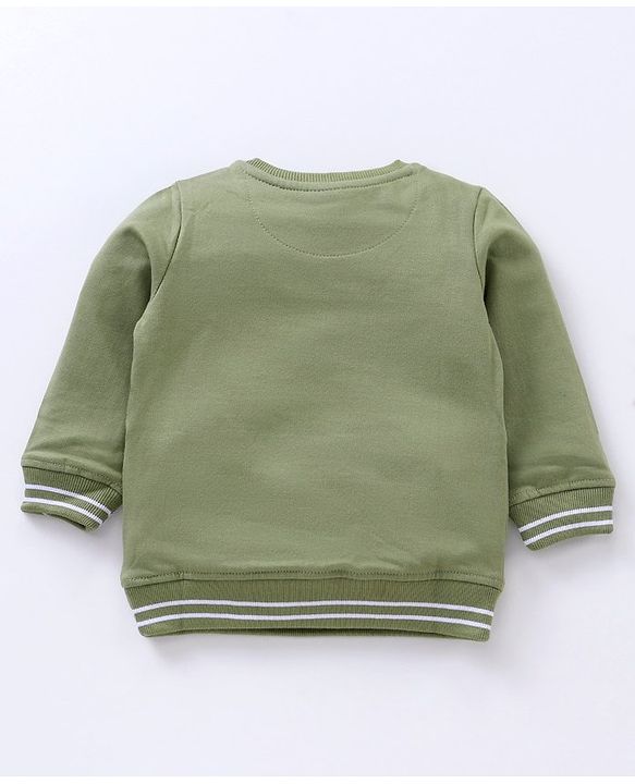 Babyhug Winter Wear Full Sleeves T-shirt With Placement Print - Green