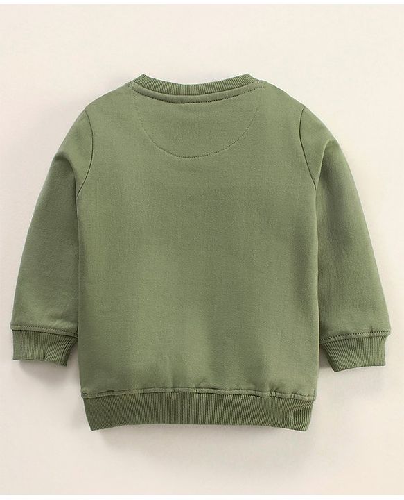 Babyhug Full Sleeves Cotton Looper Knit Winter Wear Tee Lion Print- Green