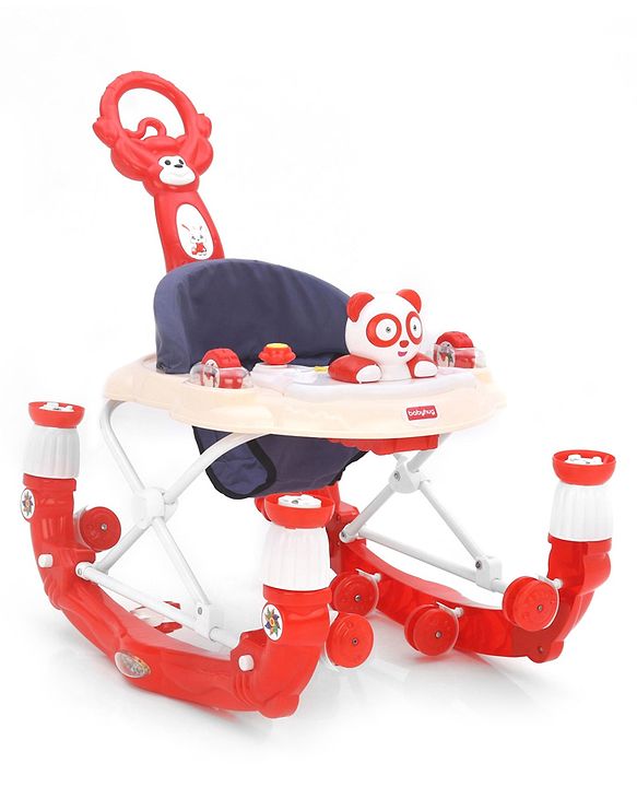 Babyhug Rabit Walker cum Rocker With Parental Push Handle - Red (Seat Print & Color May Vary)