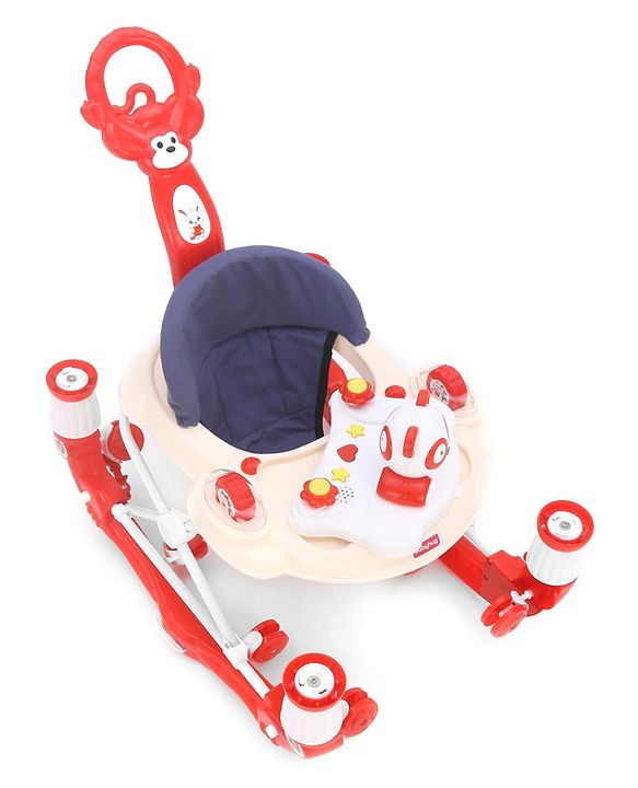 Babyhug Rabit Walker cum Rocker With Parental Push Handle - Red (Seat Print & Color May Vary)
