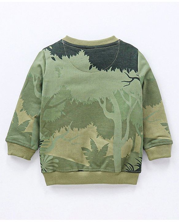 Babyhug Cotton Knit Full Sleeves Winter Wear T-Shirt Text Print - Green