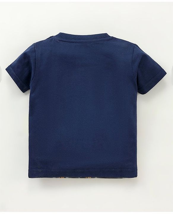 Babyhug Half Sleeves T-Shirt Building Print - Navy Blue