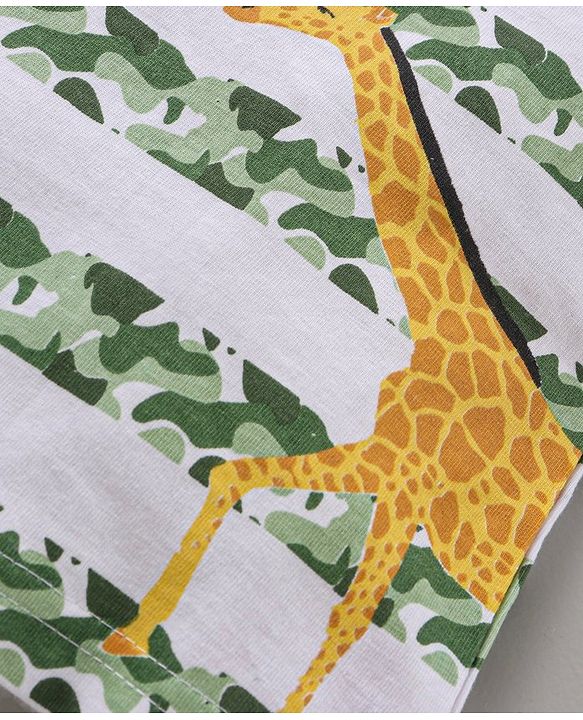 Babyhug Half Sleeves Giraffe Print T-Shirt - White
