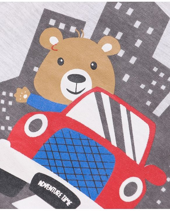 Babyhug Cotton Half Sleeves T-Shirt Bear Print - Melange