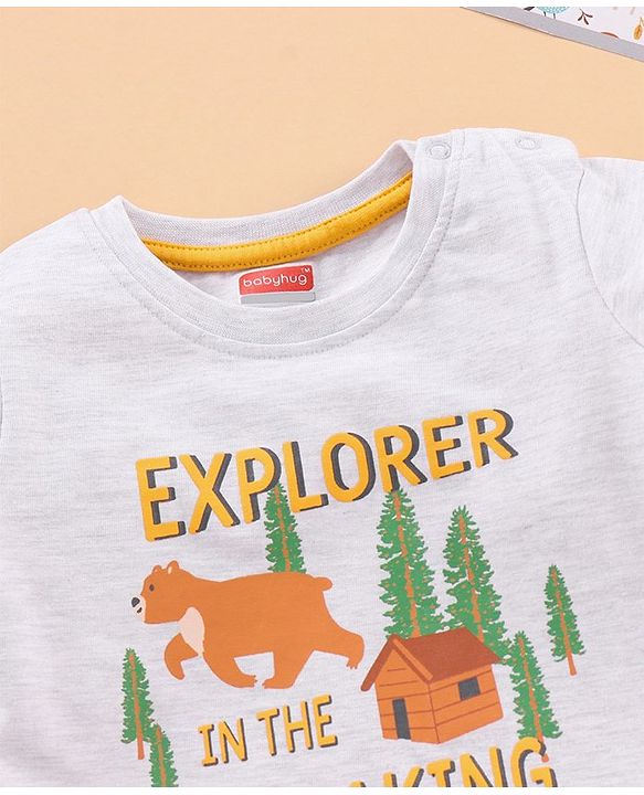 Babyhug Cotton Half Sleeves T-Shirt Multiprint - White