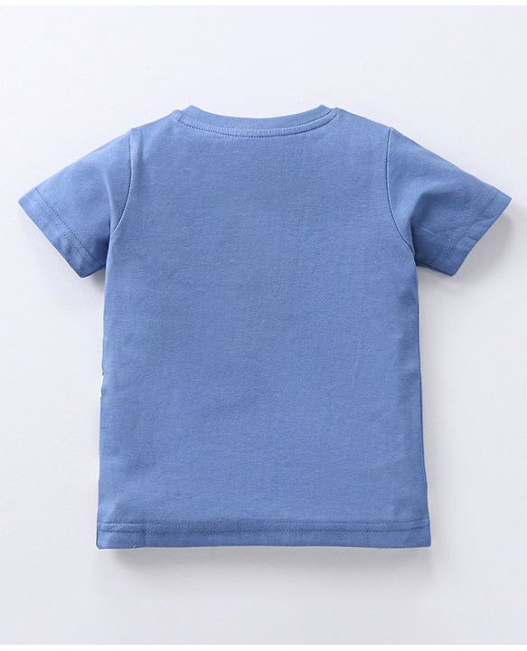 Babyhug Half Sleeves T-Shirt Racing Bear Print - Blue