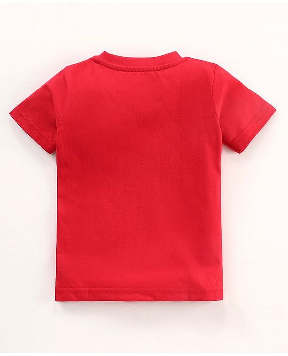 Babyhug Half Sleeves Cotton Jersey Knit Tee Bear Print- Red