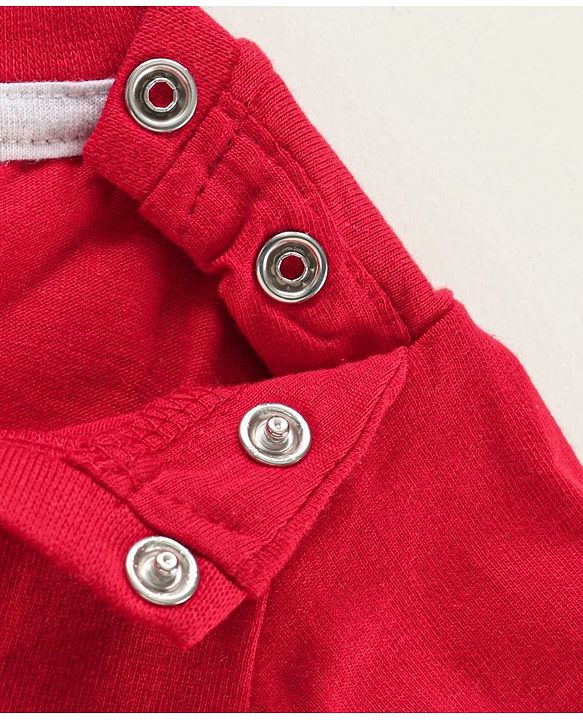 Babyhug Half Sleeves Cotton Jersey Knit Tee Bear Print- Red